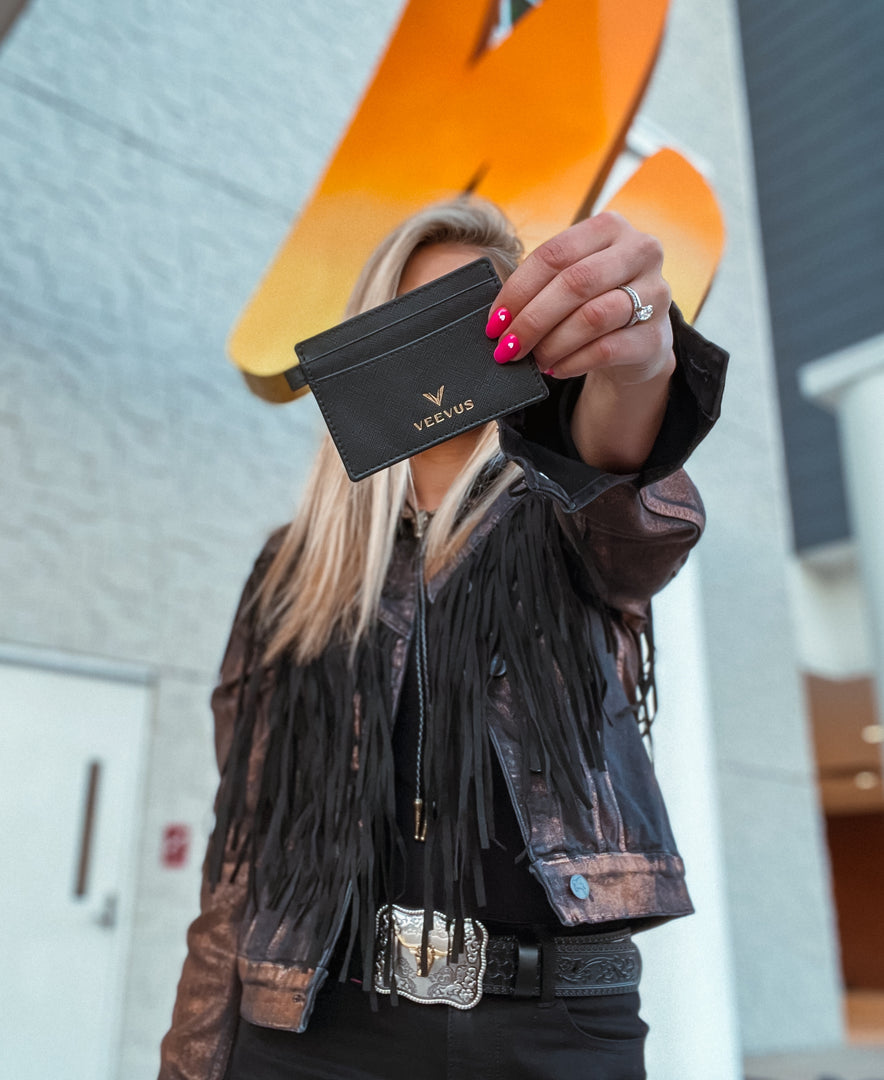 VEEVUS Unisex Saffiano Leather Card Wallet