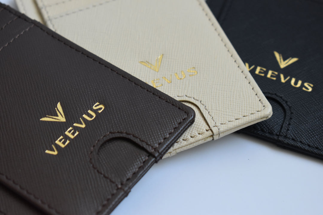VEEVUS Unisex Saffiano Leather Card Wallet