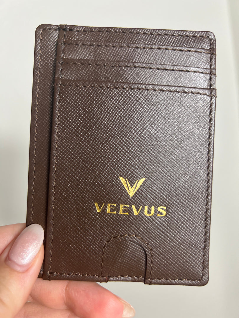 VEEVUS Unisex Saffiano Leather Card Wallet