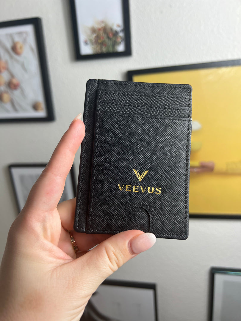 VEEVUS Unisex Saffiano Leather Card Wallet