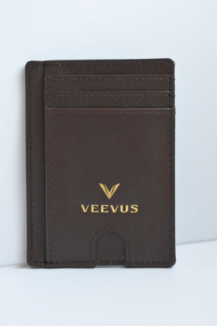 VEEVUS Unisex Saffiano Leather Card Wallet