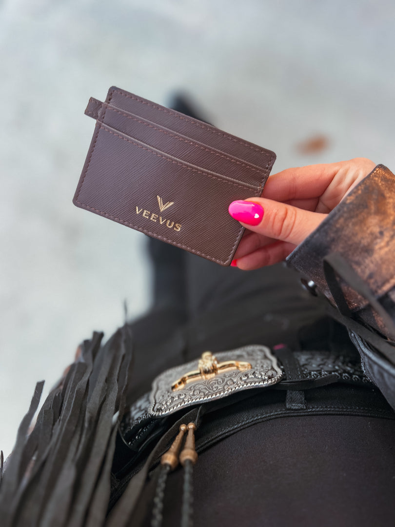 VEEVUS Unisex Saffiano Leather Card Wallet